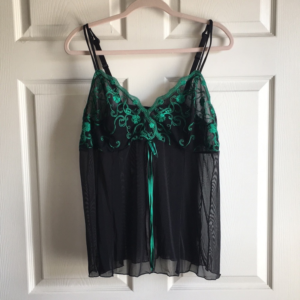 Green flowered Chemise, Plus Size Lingerie